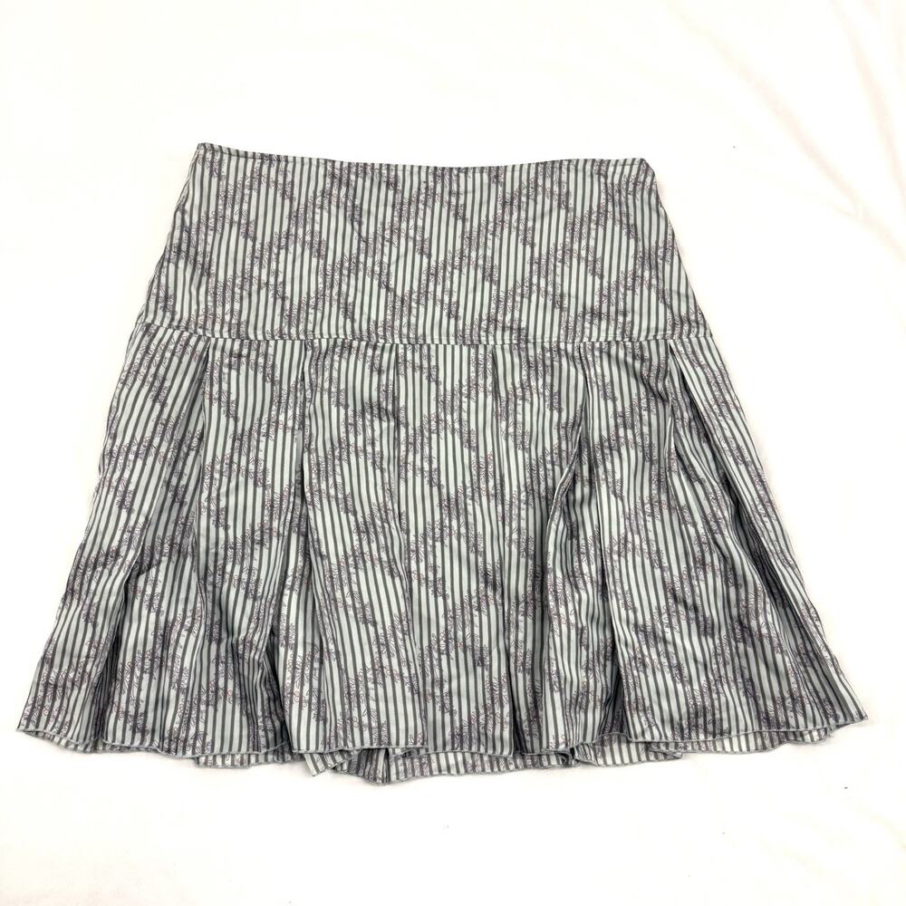 Y2K Kenzie 100% Silk Skirt Size 16 Drop Waist Pleated Floral Blue Purple Fairy